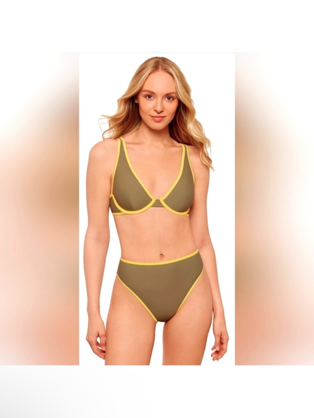 NWT🩶💛Salt + Cove Grey Bikini with Yellow Trim